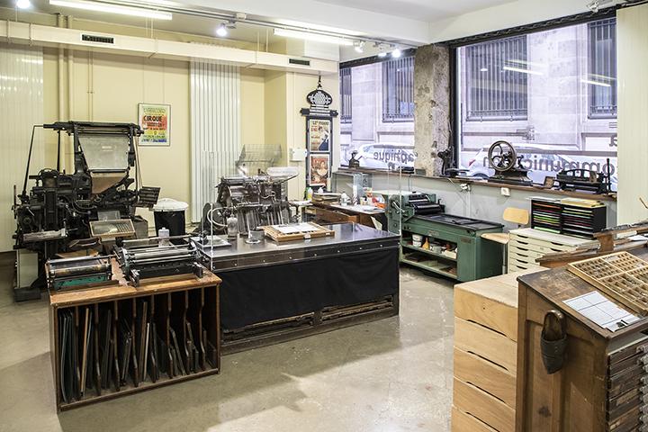 photo de l'atelier de typographie du musée